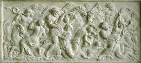 トリトンによって運び去られたネレイドを描いたレリーフ（大理石）